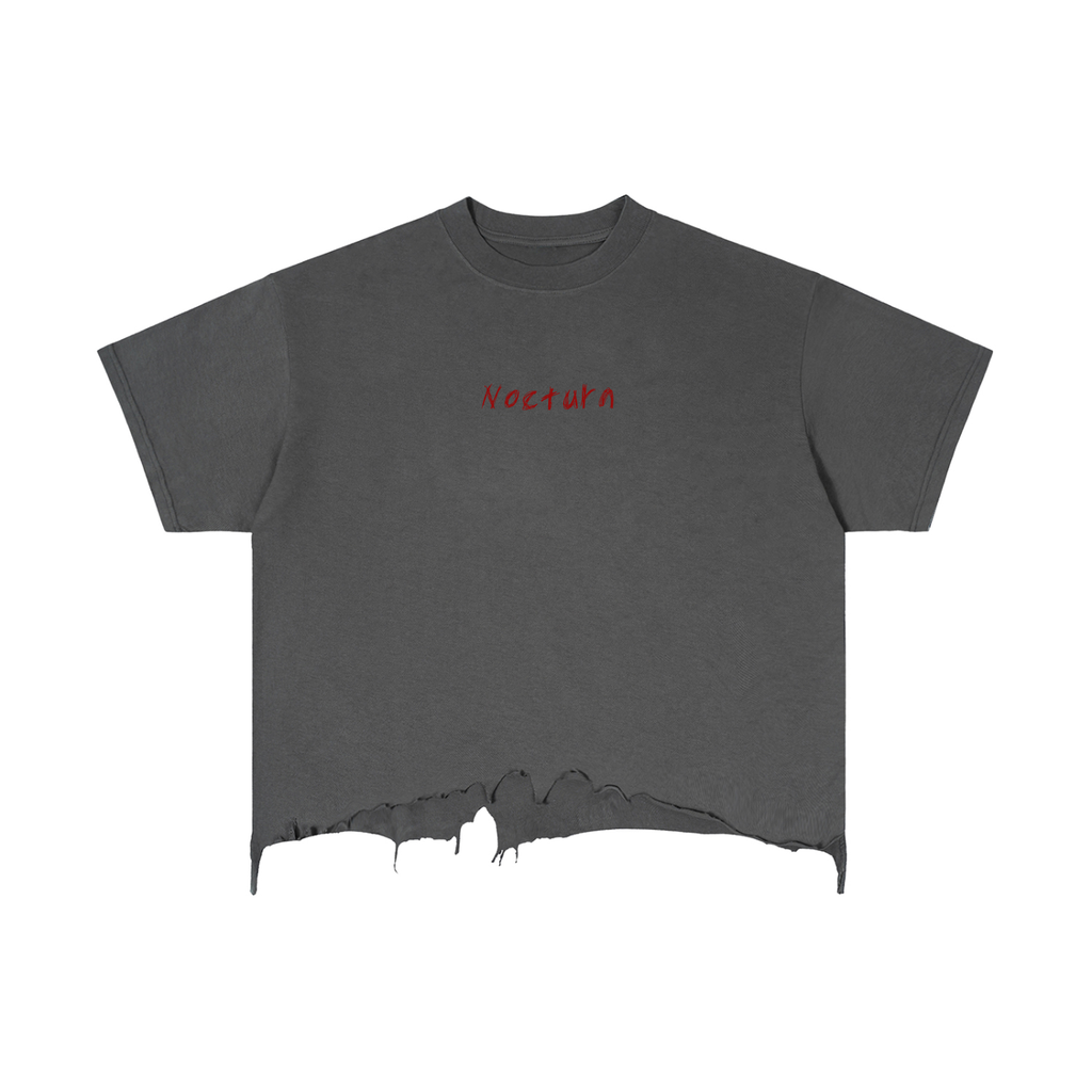 Nocturn Vintage Wash Boxy Distressed Hem T-Shirt